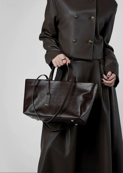 Corvina - Structured Leather Tote with Crossbody Strap