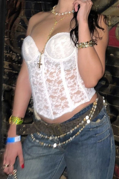 Sexy Lace Boned Underwire Corset