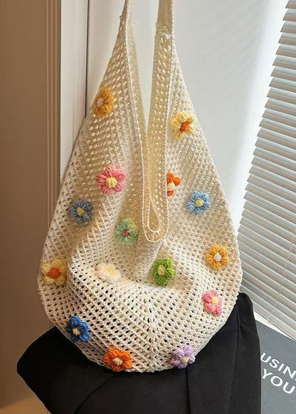 BloomTide - Crochet Shoulder Bag with 3D Floral Accents