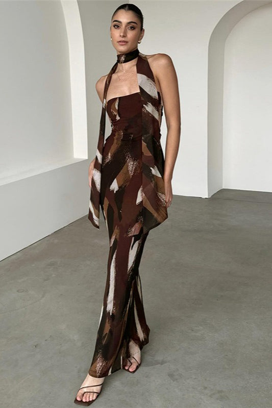 Sexy Strapless Floral Print Bodycon Maxi Dress