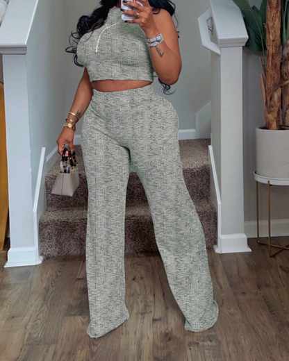 Printed Wide-Leg Trousers Suit