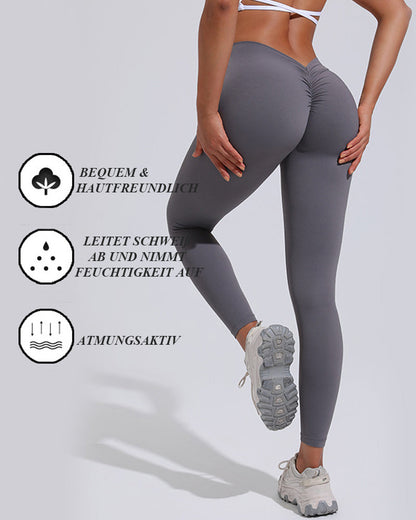 V-Waist Butt Lifting Peach Leggings High Waist SportsYoga Pants