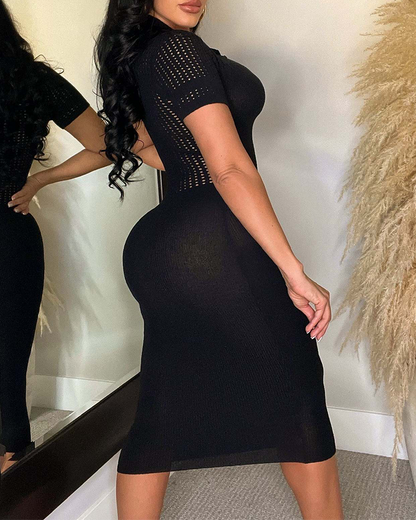 Knitted Hollow Slim Dress