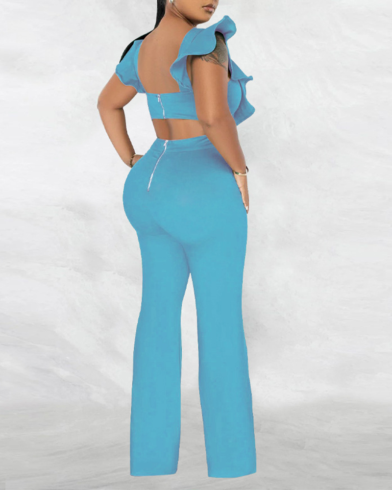 Ruffled Round Neck Jumpsuit