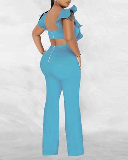 Ruffled Round Neck Jumpsuit