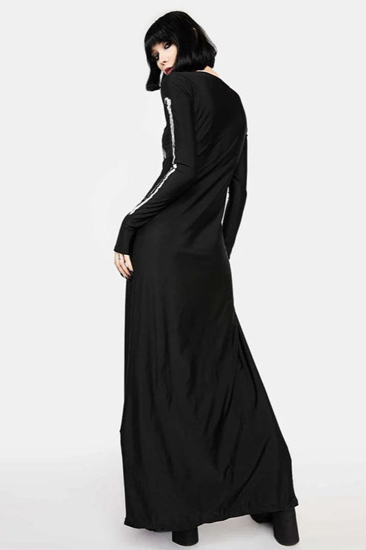 Halloween Skull Print Sexy Bodycon Maxi Dress