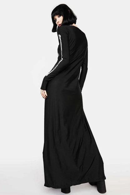Halloween Skull Print Sexy Bodycon Maxi Dress
