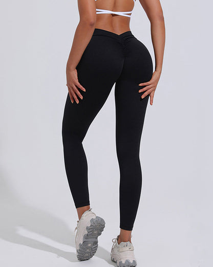 V-Waist Butt Lifting Peach Leggings High Waist SportsYoga Pants