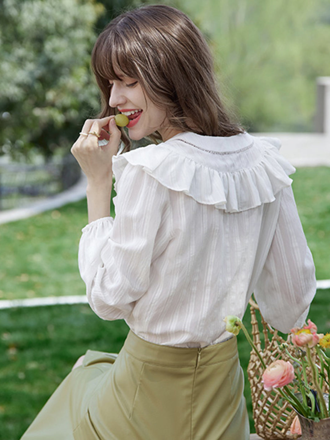 Roselili Delicate Lace V-Neck Blouse