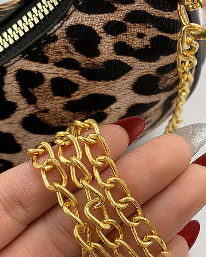 Vintage Leopard Metal Letter Moon Tote Bag