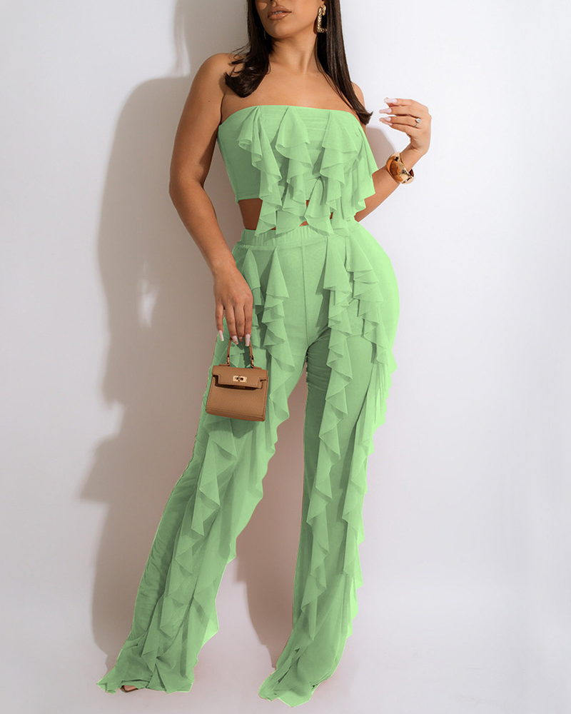 Bandeau Patchwork Pants Suit