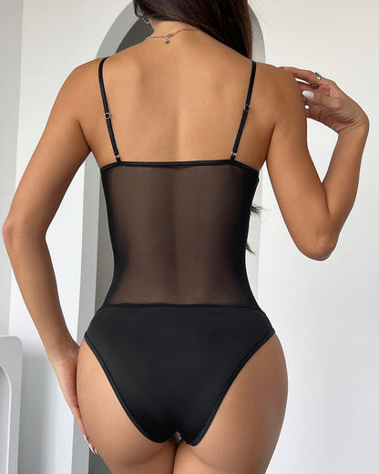 Elegant Lace Bow Tie Bodysuit