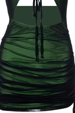 Mesh Bodycon Strap Party Mini Dress