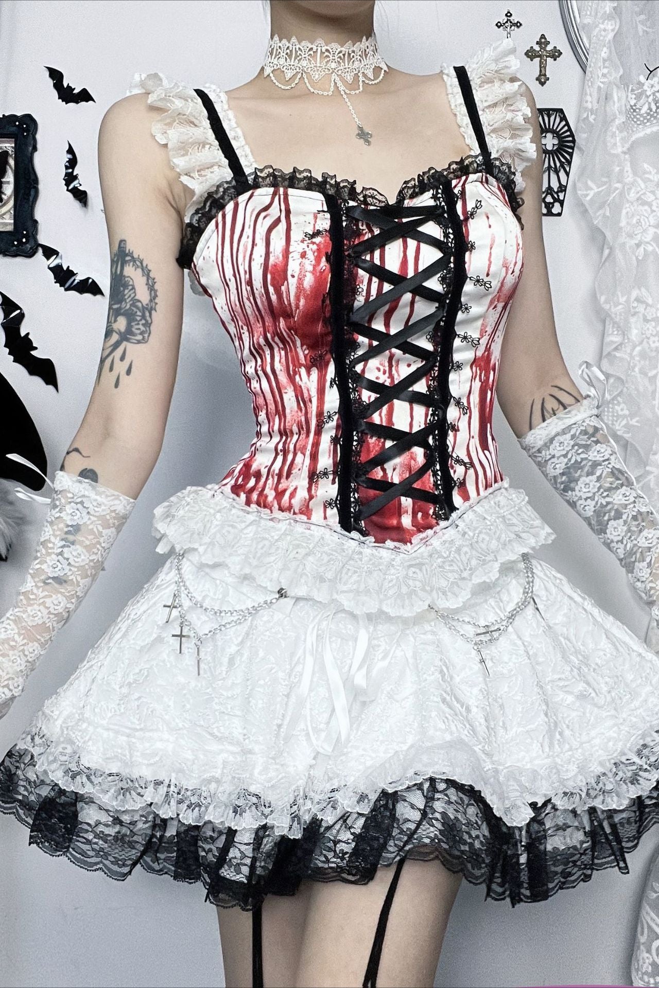 Halloween Red Halter Corset