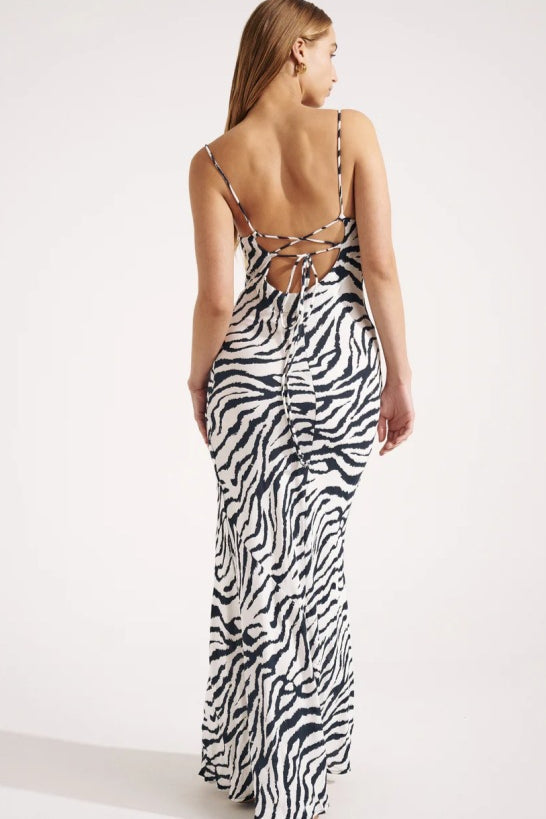 Sexy Zebra Slim Fit Spaghetti Strap Maxi Dress