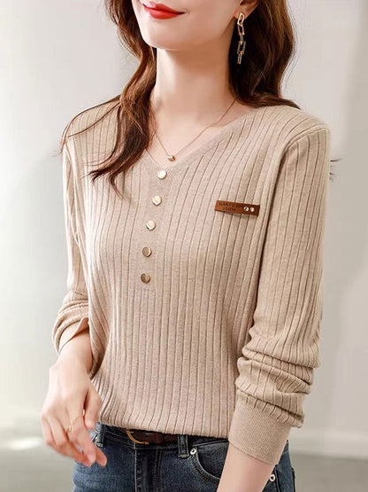 Hannah Vintage V-Neck Chain Knitted Top