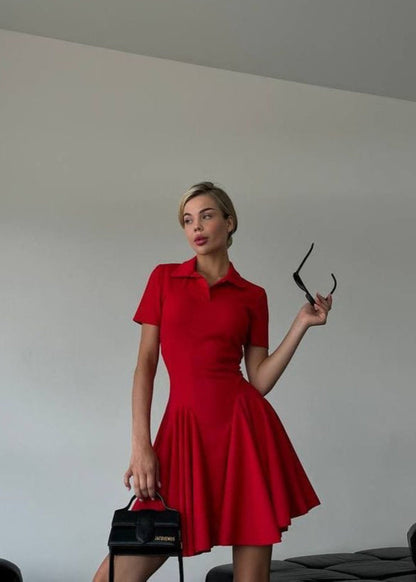 Blush Serve - Pleated Polo Mini Dress