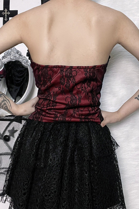 Gothic Lace Strapless Lace-Up Corset