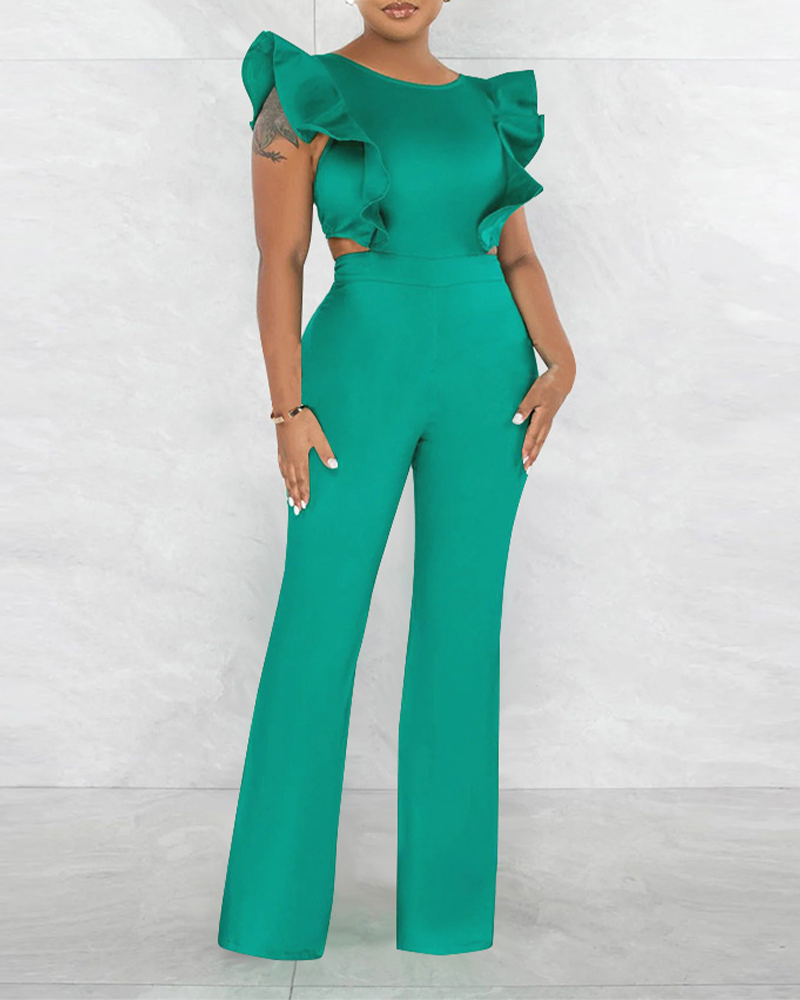 Ruffled Round Neck Jumpsuit