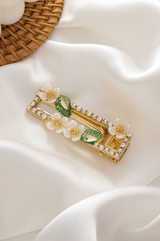Pinza para el cabello con diamantes de imitación y flores de Ariana 