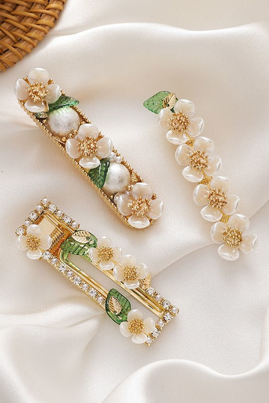 Pinza para el cabello con diamantes de imitación y flores de Ariana 