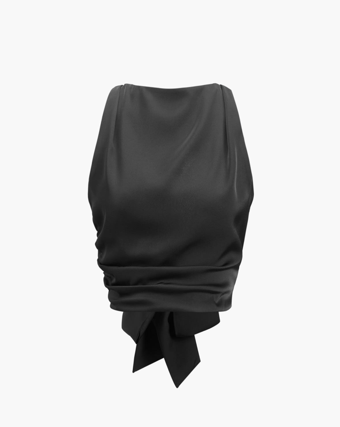 Cowl Neck Ruched Open Back Crop Top