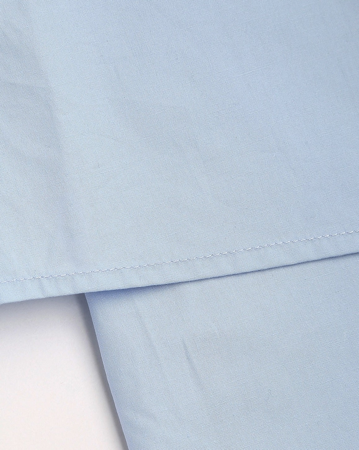 Baby Blue Open Collar Double Layer Crop Shirt