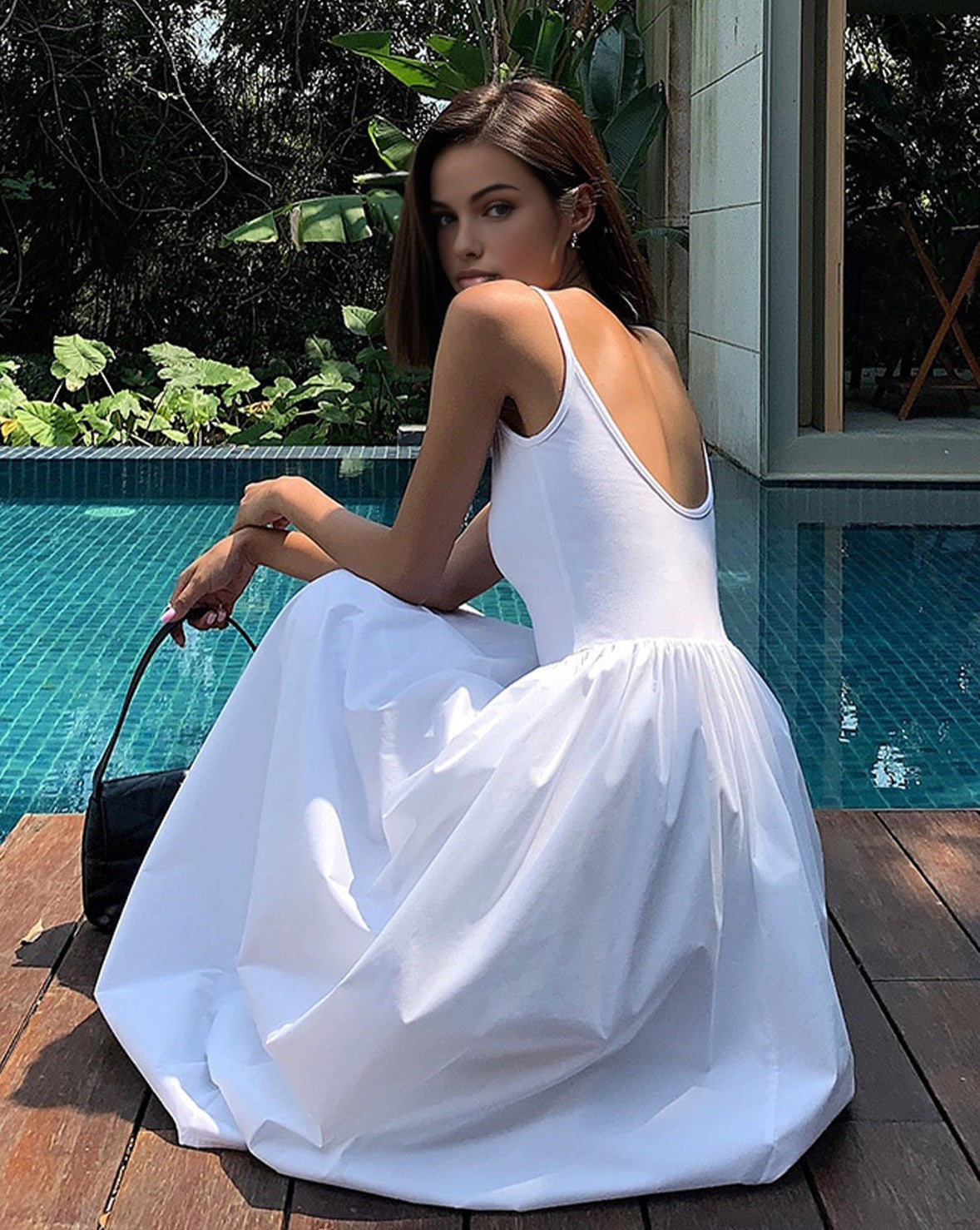 Patchwork Cotton Cami Midi Dress