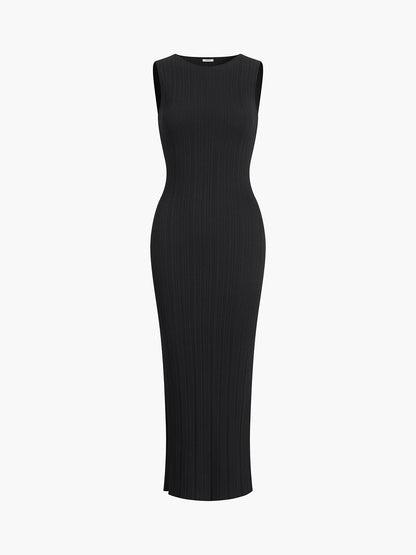 Ribbed Sleeveless Knit Long Dress