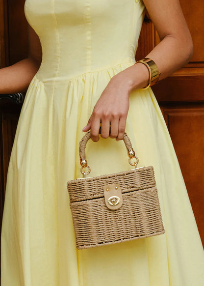 Savanna - Straw Mini Top-Handle Bag