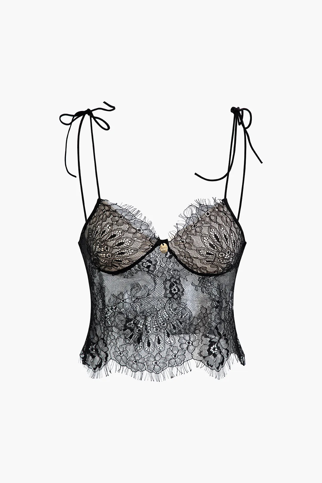 Cacia Black Tie Lace Cami Top