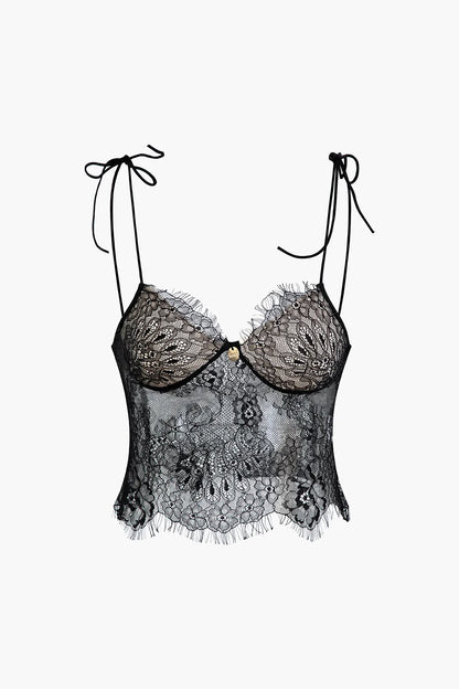 Cacia Black Tie Lace Cami Top