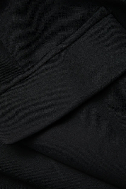 Calliope Solid Black Round Neck Short Sleeve Midi Party Dress