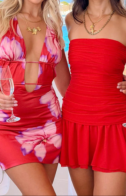 Bambalina Red Strapless Mini Dress