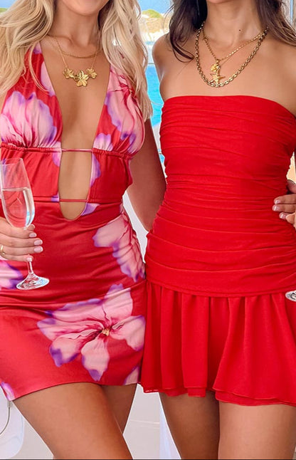 Bambalina Red Strapless Mini Dress