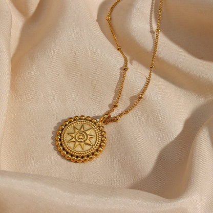 Celestial Glow - Gold Medallion Necklace