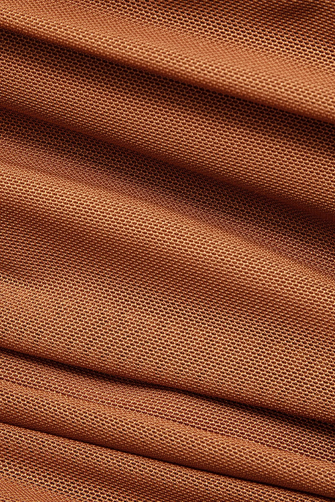 Chala Brown Asymmetrical Ruched Sleeveless Mesh Swimsuit