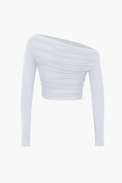 Circe Asymmetric Ruched Long Sleeve Top