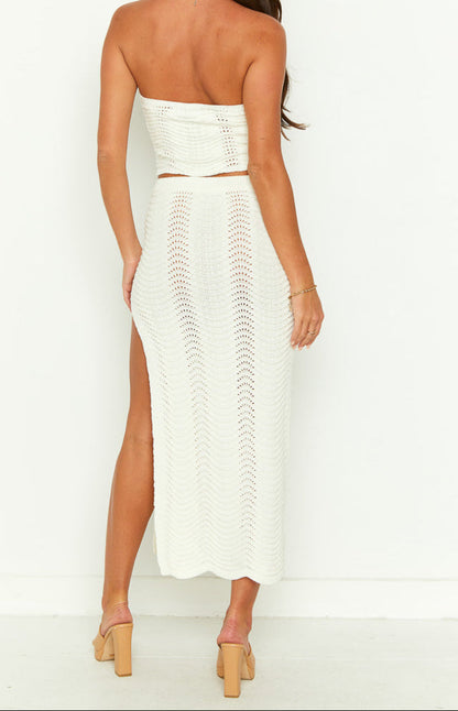 Abril Cream Knit Midi Skirt