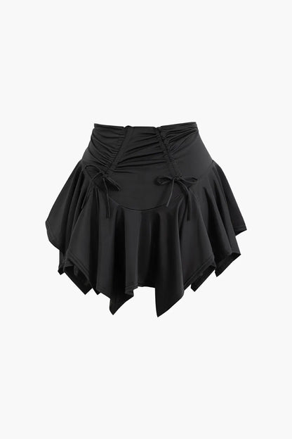 Gertie Asymmetric Ruched Drawstring Mini Skirt