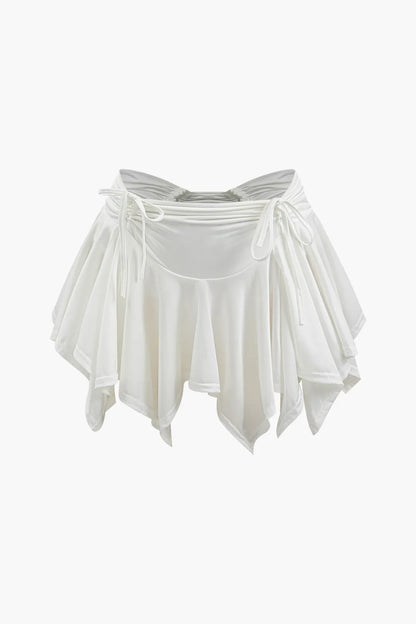 Gertie Asymmetric Ruched Drawstring Mini Skirt