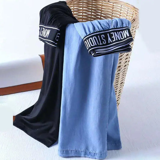 Pantalones vaqueros de lyocell, pantalones largos de pierna ancha para mujer, rectos, sueltos, de cintura alta, deportivos, casuales, pantalones de oficina para mujer, ropa de trabajo fina para mujer