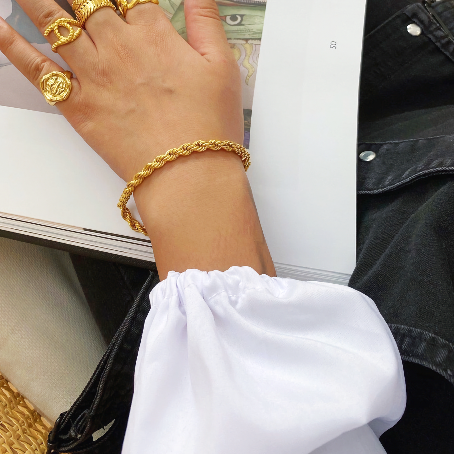 Isla Twisted Gold Rope Bracelet