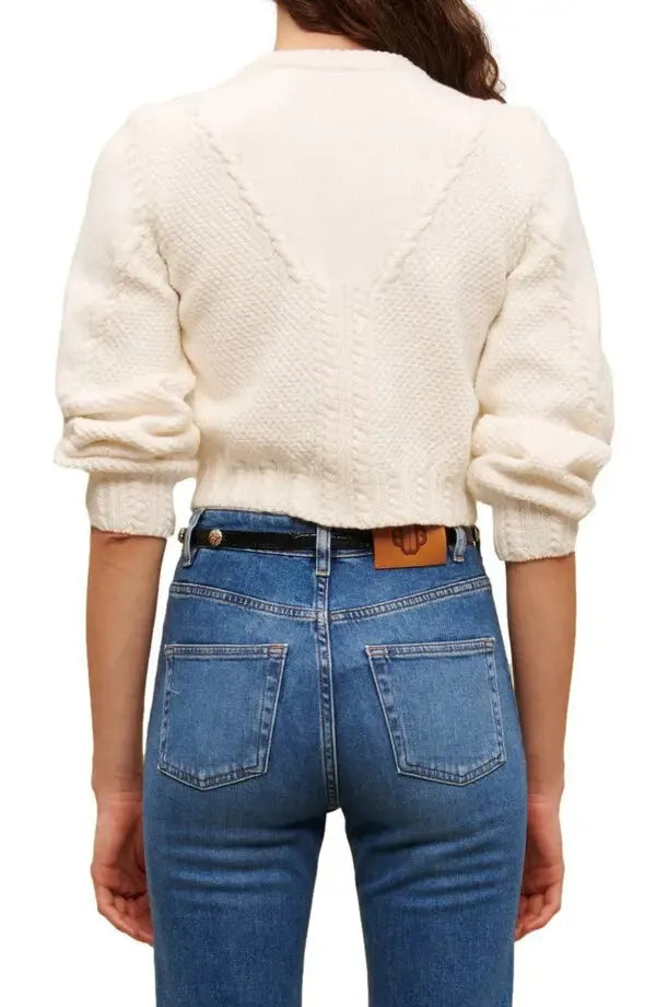 Cárdigan de punto floral con cuello redondo bordado 