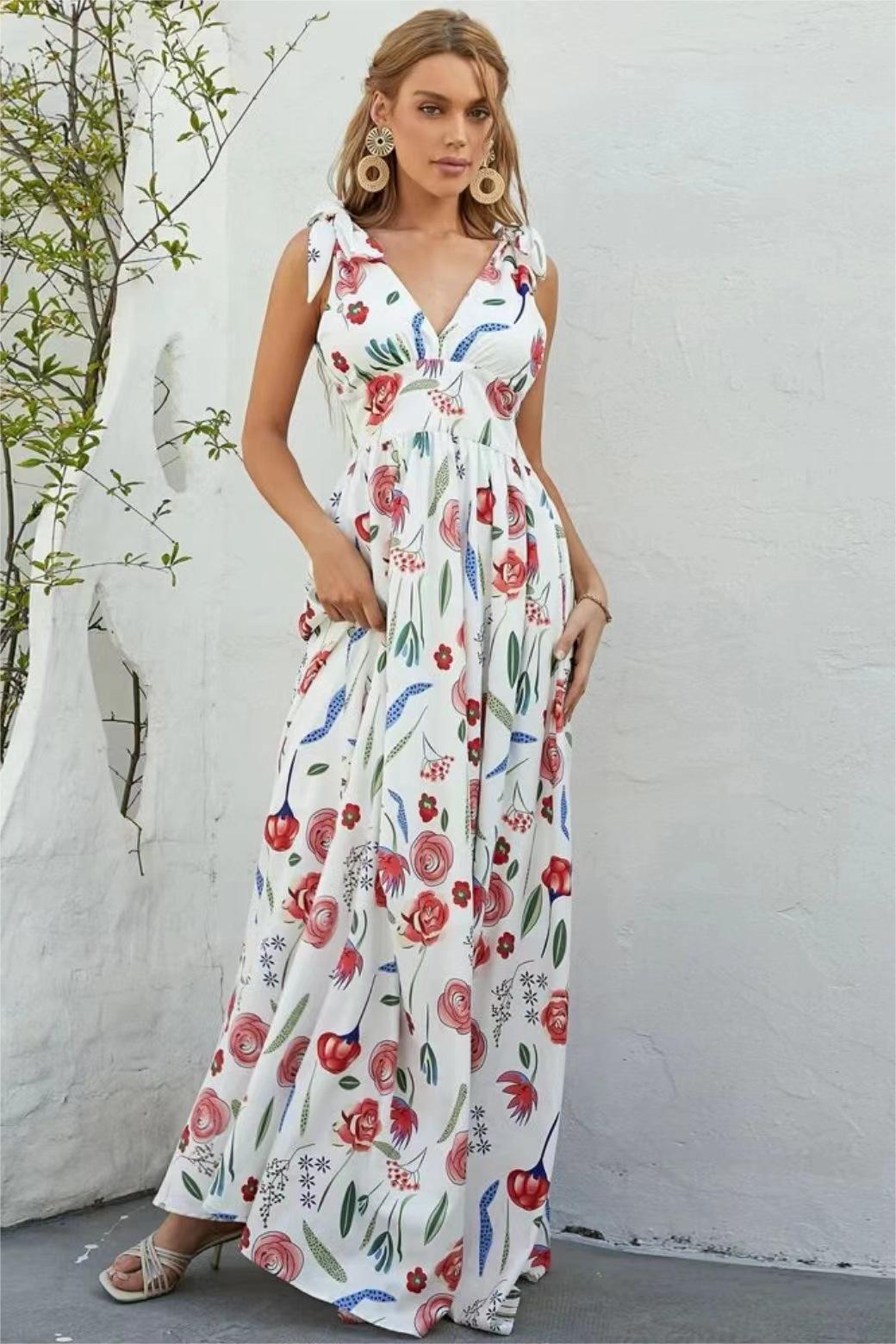 Vestido midi sin mangas con encaje floral 