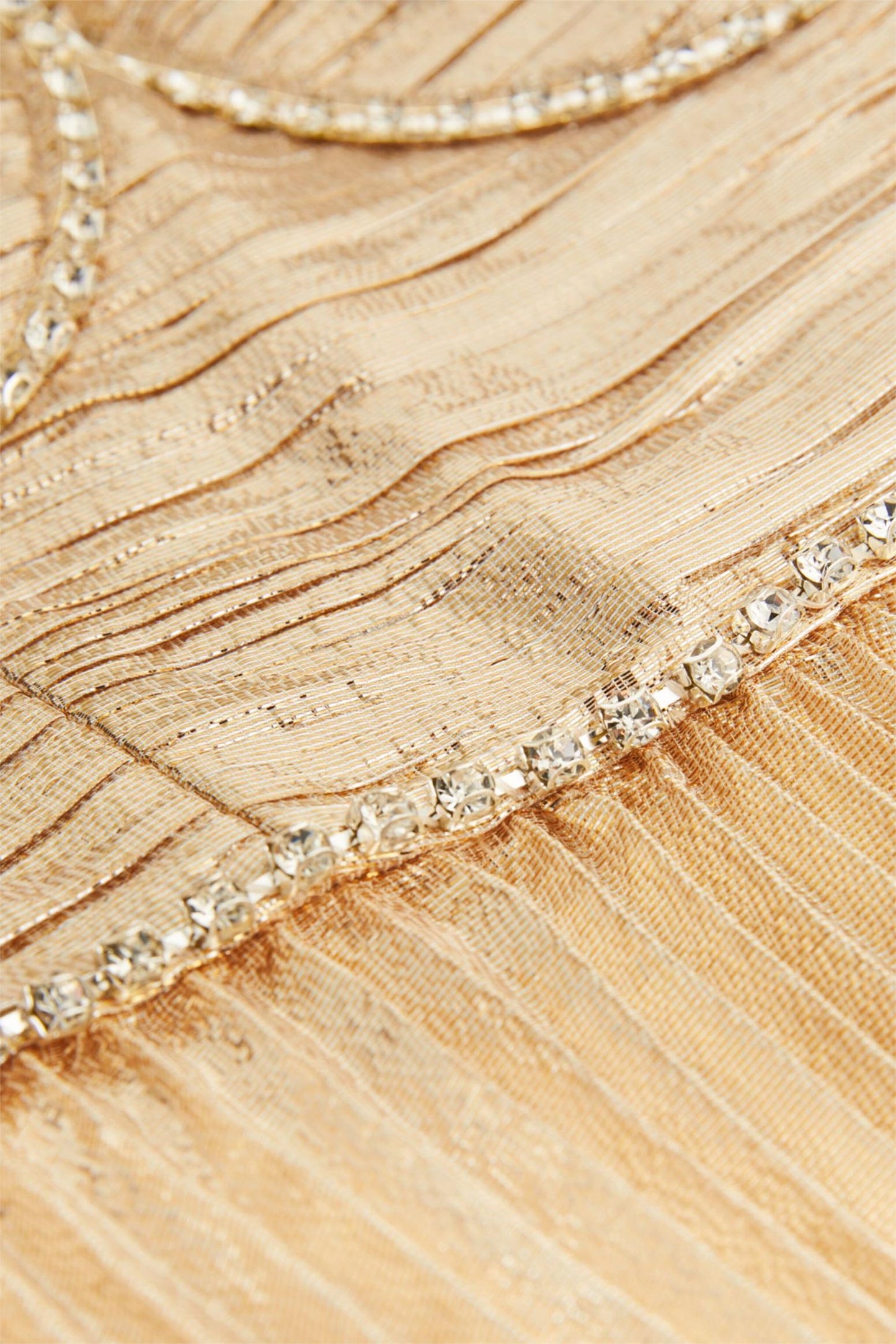 Vestido midi liso plisado sin mangas con diamantes de imitación 