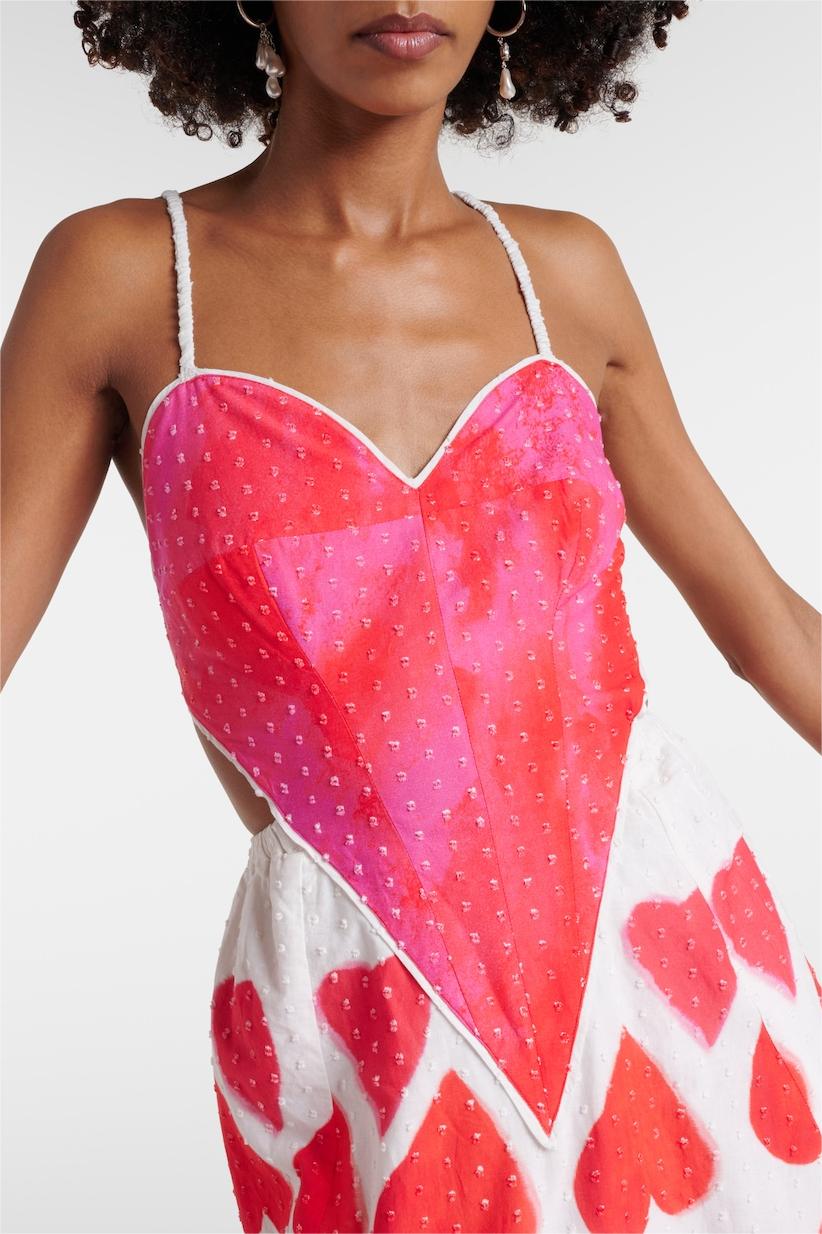 Vestido midi sin mangas con escote en forma de corazón y aberturas 