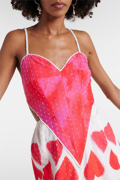 Vestido midi sin mangas con escote en forma de corazón y aberturas 