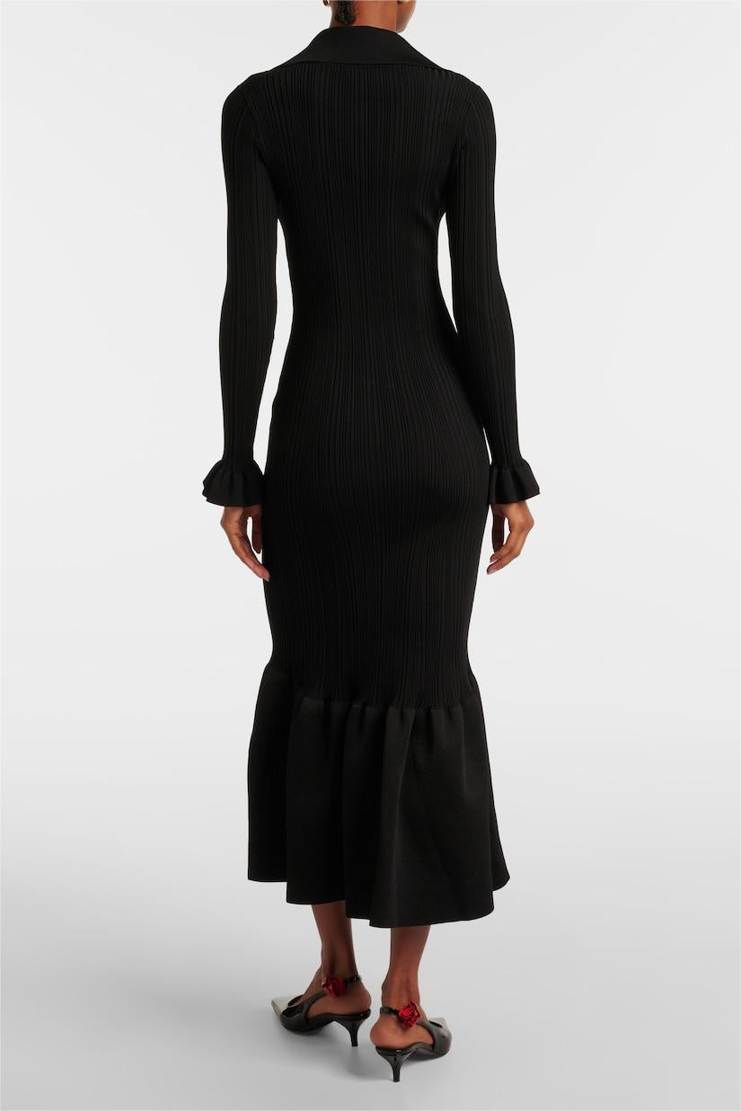 Vestido midi de sirena con botones lisos de jersey 