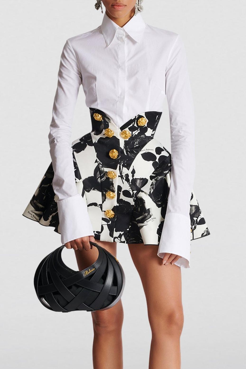 Camisa de manga larga con botones de metal sólido 